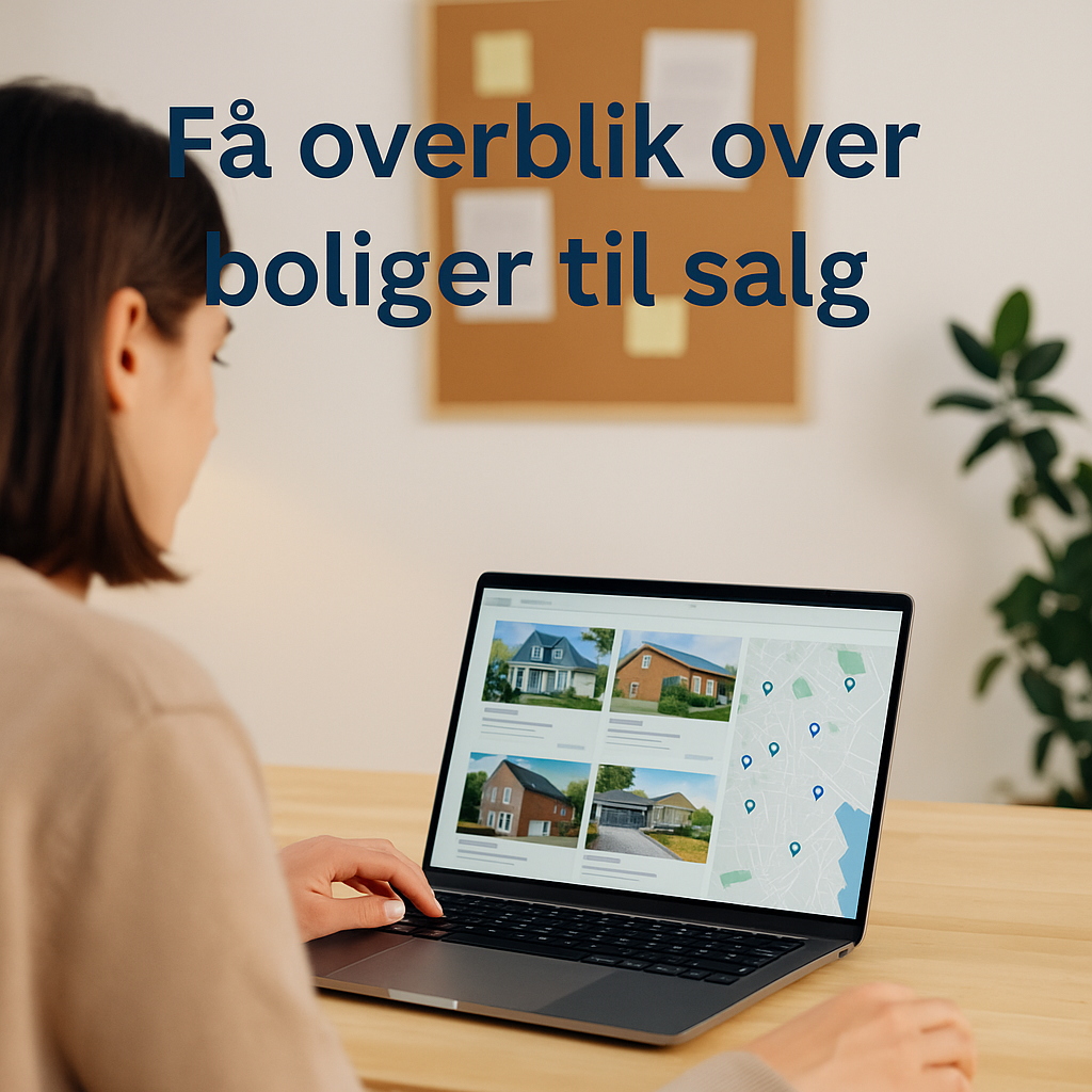 Person søger boliger til salg online og skaber overblik over boligmarkedet via laptop