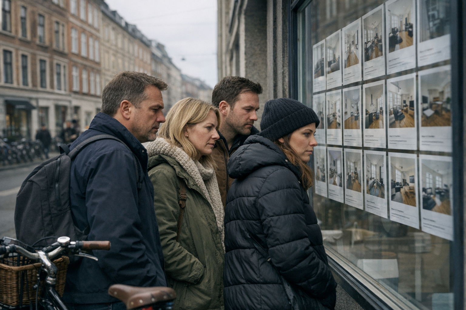 Person kigger på boligpriser på laptop med graf på skærmen