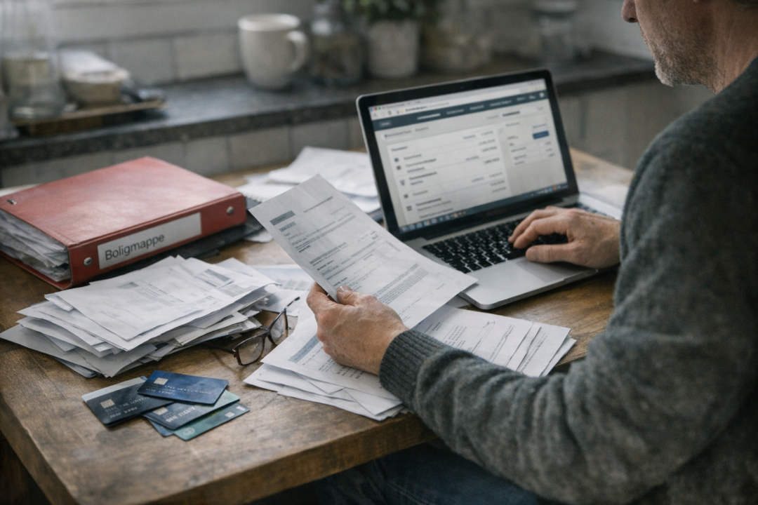 Person signer aftale med bankrådgiver ved bord med dokumenter