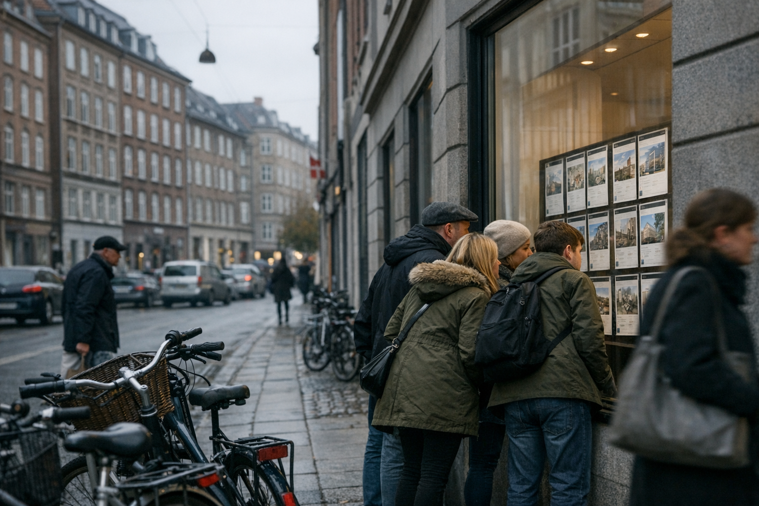 Graf over boligpriser i København med udbud og befolkningstal