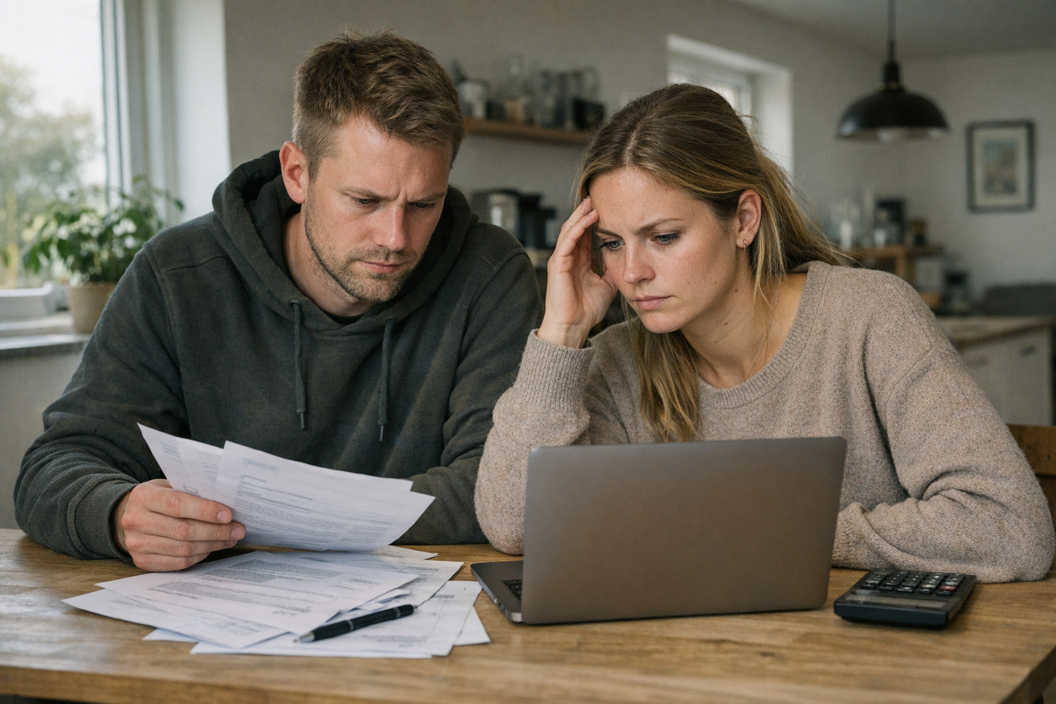 Person skriver under på købsaftale ved bord med dokumenter
